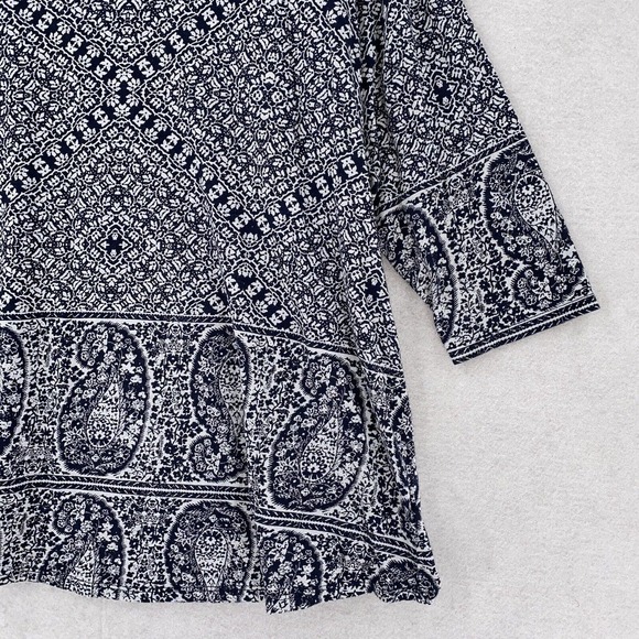 Lucky Brand Tunic Top Womens‎ 1X Boho Peasant Blouse Floral Ditsy Paisley - Picture 3 of 14